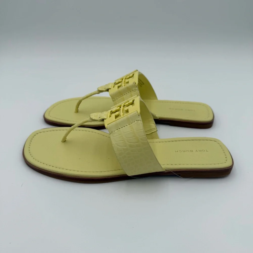 Tory Burch Georgia Leather Croc Embossed Thong Flip Flop Sandals Casual 9‎ NWOT